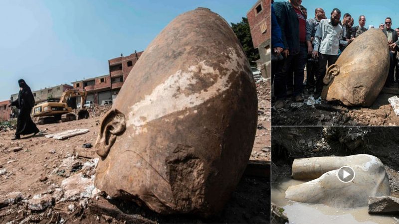 Unexpectedly, a gigantic 26 ft (8 m) statue dating back to 3000 year-old was discovered in the Cairo slums