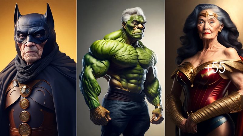 Old Aged Superheroes art get by AI