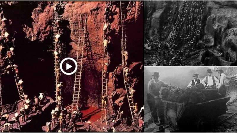 Miners in the Serra Pelada gold mines in Brazil, 1980s.