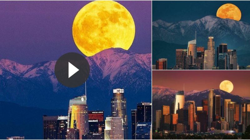 The Enchanting Skyline Mountains Moonrise: Capturing the Magic of Los Angeles, California.