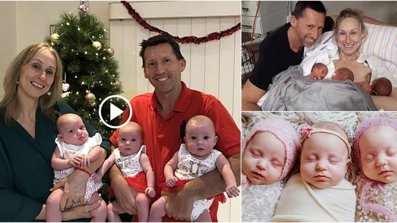 After six years of trying and four miscarriages, a first-time mother gives birth to triplets at the age of 44.