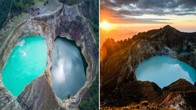 Discovering the Mystery Behind Indonesia’s “Magic Mood Ring” Volcanic Lakes, which Alternate Between Turquoise, Black, White, and Even Red