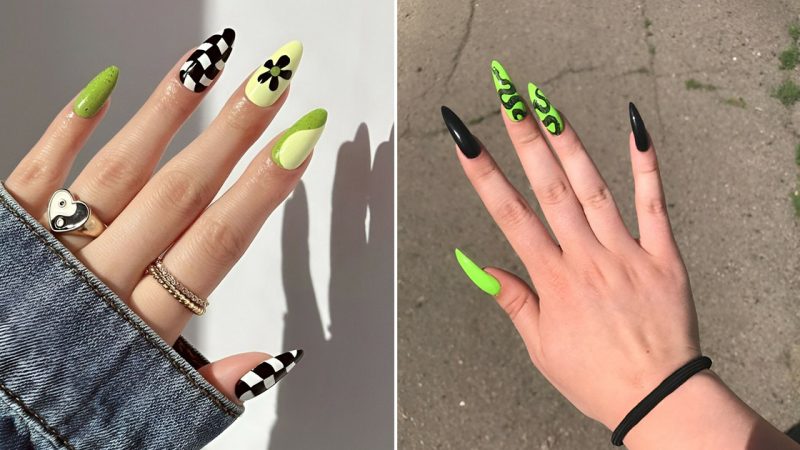 “Hottest Black and Green Nail Designs”