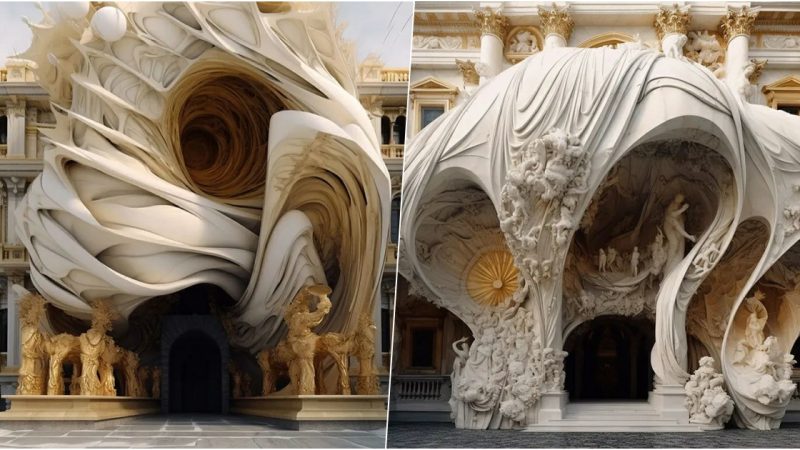 Artist Creates AI-Generated Sculptural Silk & Stone Facades