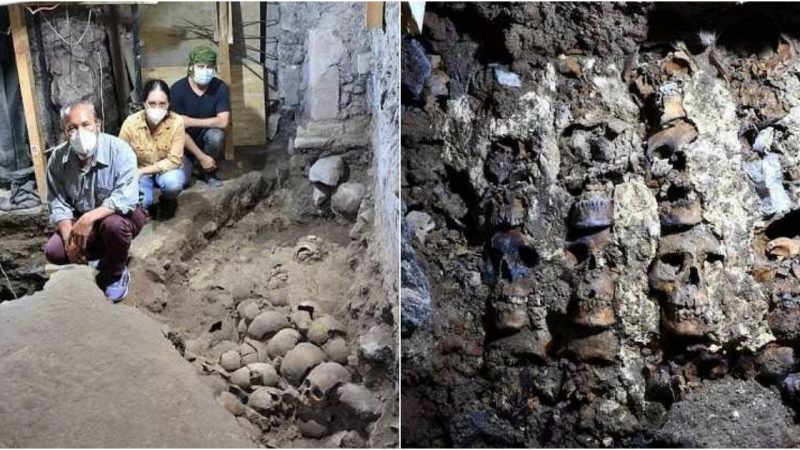 Archaeologists Unearth Giant 500-Year-Old Aztec Tower of Human Skulls Beneath Mexico