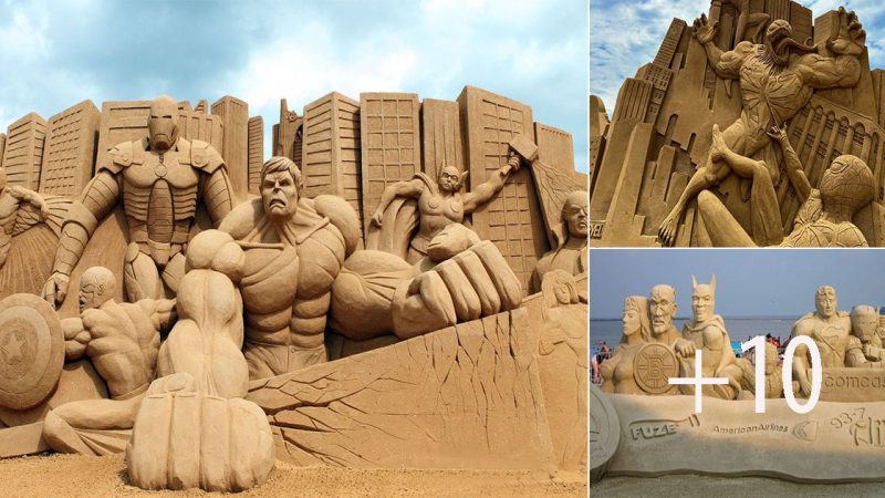 Marvel & DC Superheroes Unite in a Stunning Sand Sculpture