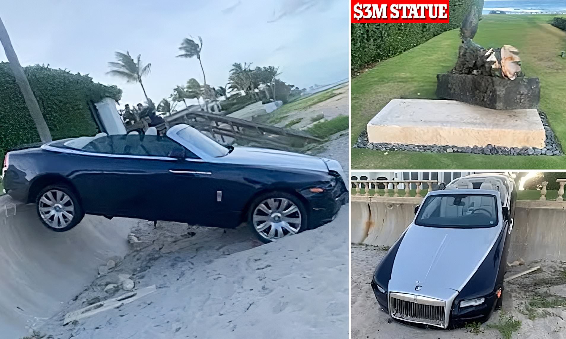 Female Driver Crashes Rolls Royce Into Million Statue Breaking