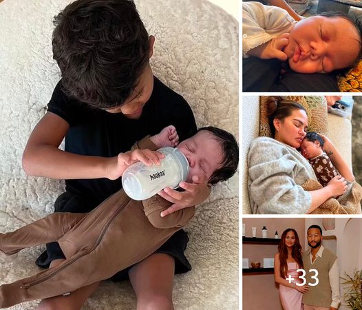 Chrissy Teigen Shares Heartwarming Moment: Son Miles Feeds Newborn Brother Wren While Surrogate Provides Support