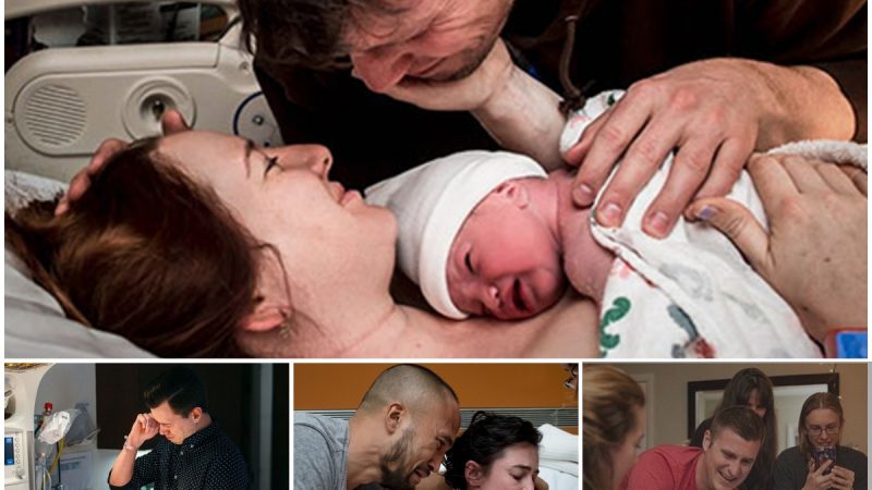 Touching images of father when meeting his son for the first time after many days of waiting