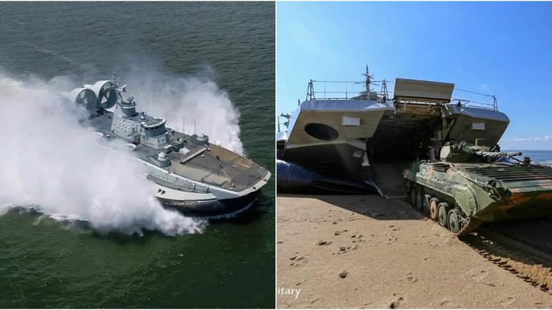 Chinese PLA Southern Theater Command Conducts Type 726 LCAC Beach Landing Training